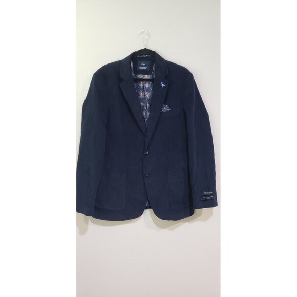 Tailorbyrd Men’s Two-Button Navy Blue Corduroy Blazer Sport Coat Jacket Size 44R - Picture 2 of 9